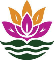 water Lilly  silhouette color flower illustration 02