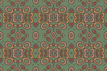 Ikat ethnic Indian seamless pattern. Design for background, wallpaper, vector illustration, fabric. Ikat ethnic seamless pattern design. Aztec fabric carpet.
