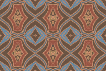 Ikat ethnic Indian seamless pattern. Design for background, wallpaper, vector illustration, fabric. Ikat ethnic seamless pattern design. Aztec fabric carpet.