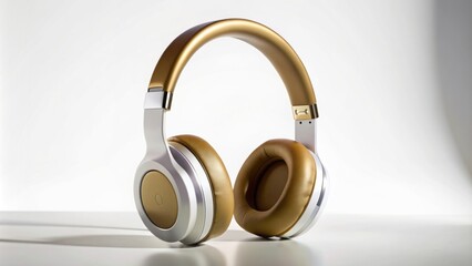 High-fidelity, photorealistic 3D rendering of sleek, modern wireless headphones against a crisp, white, gradient background with subtle shadows.