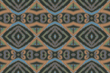 Ikat ethnic Indian seamless pattern. Design for background, wallpaper, vector illustration, fabric. Ikat ethnic seamless pattern design. Aztec fabric carpet.