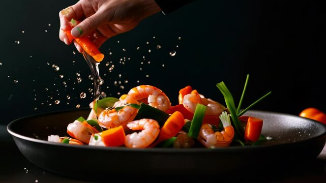 Spicy Shrimp Stir-Fry: Sizzling Asian Cuisine in Pan