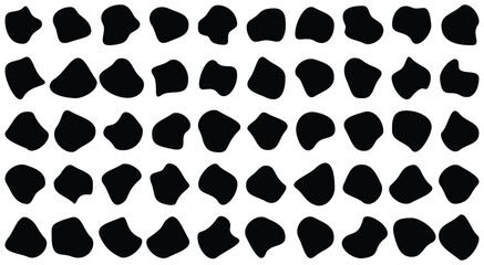 Blob shape vector illustration set. Amoeba random shapes. Organic black blobs of irregular shape. Abstract blotch, inkblot and pebble silhouettes, simple liquid.