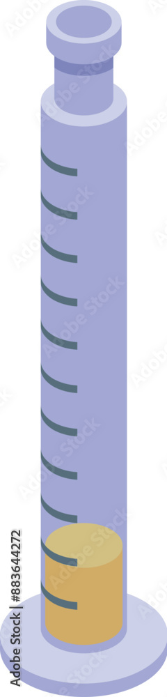 Poster graduated cylinder containing liquid is standing on a surface, possibly being used for measuring in 