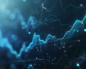 Blue Lines Financial Market Charts Abstract
