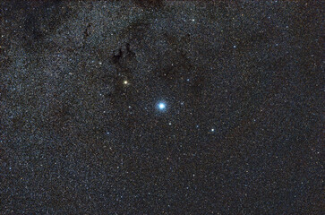 The star Altair, wide-field view, constellation Aquila, the 12th brightest star in the night sky