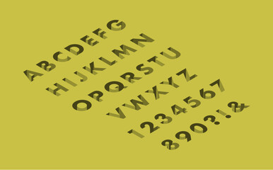 アイソメトリックフォント凹み左（黄）