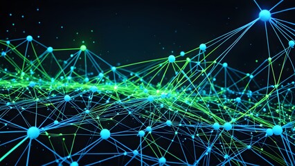 A computer generated image of a network of lines and dots