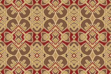Ikat ethnic Indian seamless pattern. Design for background, wallpaper, vector illustration, fabric. Ikat ethnic seamless pattern design. Aztec fabric carpet.