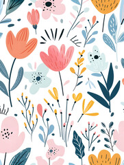 2D flower and leaf cards in various styles