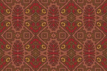 Seamless Ethnic Pattern Design. Ethnic Oriental Ikat Pattern Traditional Design. Ethnic Oriental Pattern Traditional Design for Background, Carpet, Clothing, Wrapping, Fabric, Embroidery