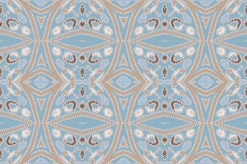 Ikat ethnic Indian seamless pattern. Design for background, wallpaper, vector illustration, fabric. Ikat ethnic seamless pattern design. Aztec fabric carpet.