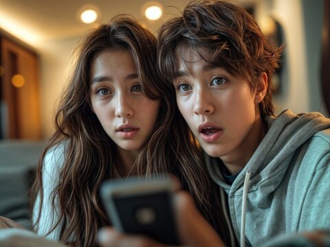 Casal imerso em seus smartphones e redes sociais, alheios ao mundo real. Depend&ecirc;ncia digital e aliena&ccedil;&atilde;o na era moderna