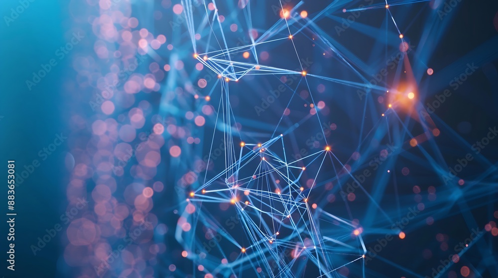 Fototapete Big data digital technology abstract background data science internet network connection technology concept Man using computer line and dot connection cloud computing innovation techno : Generative AI