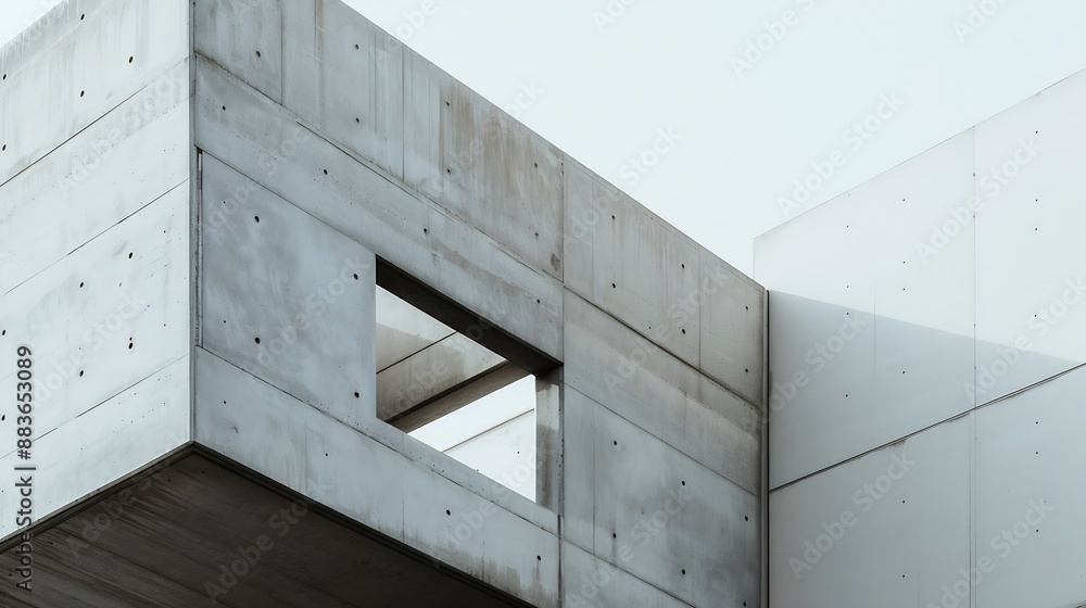 Aufkleber Geometric architecture detail modern concrete structure building abstract concrete architecture background building concrete balcony construction middle east Minimal architecture moder : Generative AI