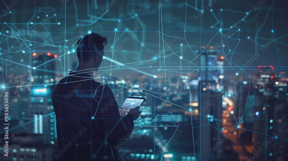 Poster digital technology big data internet network connection futuristic innovation technology background 