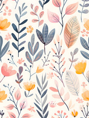 2D flower and leaf cards in various styles