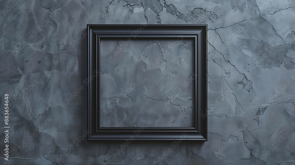 Poster empty rectangular picture frame on a gray wall : generative ai