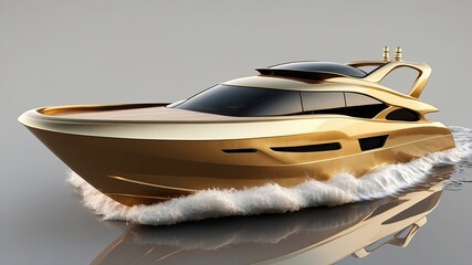 modern boat with the golden marble texture color