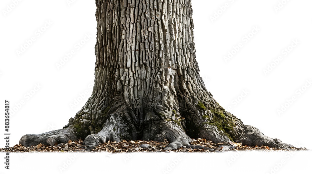 Poster picture of a big tree trunk on a white background : generative ai