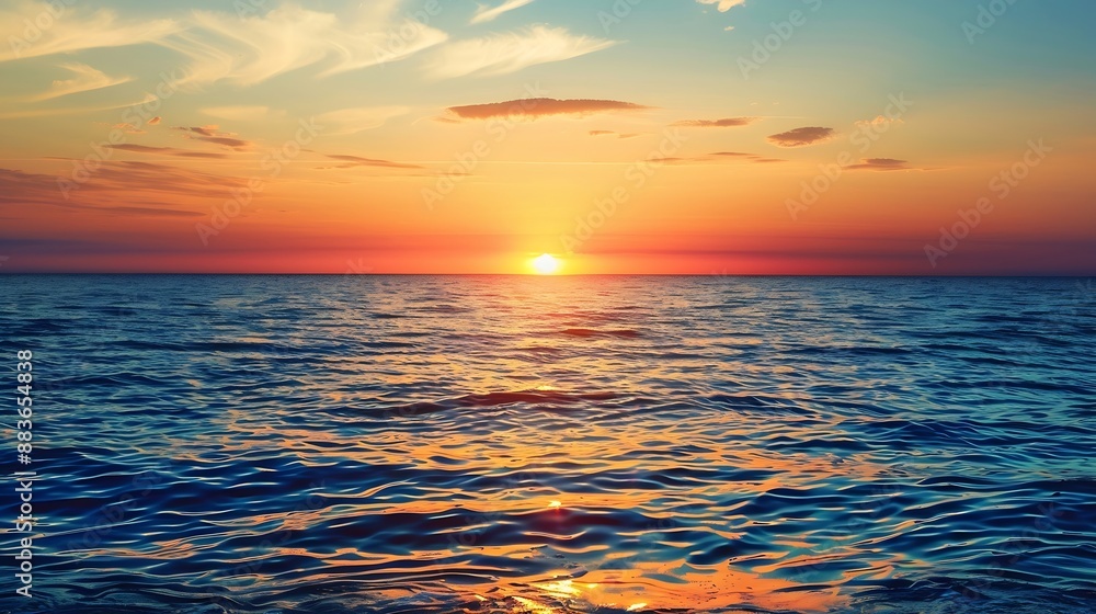 Poster beautiful sunset over the seasky on twilight time and reflection on the sea for travel in holiday re