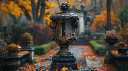 Fototapeta premium a number 1 statue during
