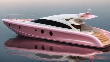 modern boat with the pink marble texture color