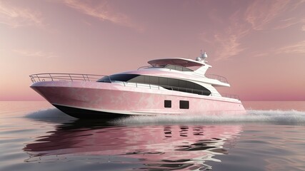 modern boat with the pink marble texture color