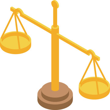 Golden scale balancing justice and fairness in isometric view