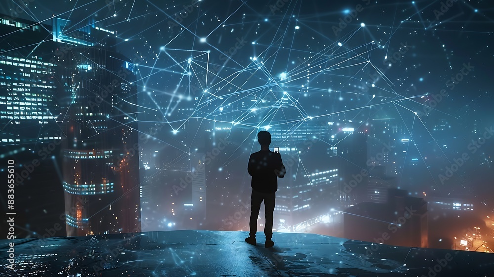 Poster digital technology big data internet network connection futuristic innovation technology background 