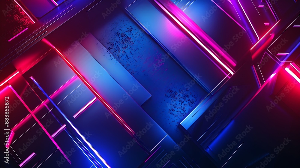 Poster abstract background dark neon colors and geometric pattern : generative ai