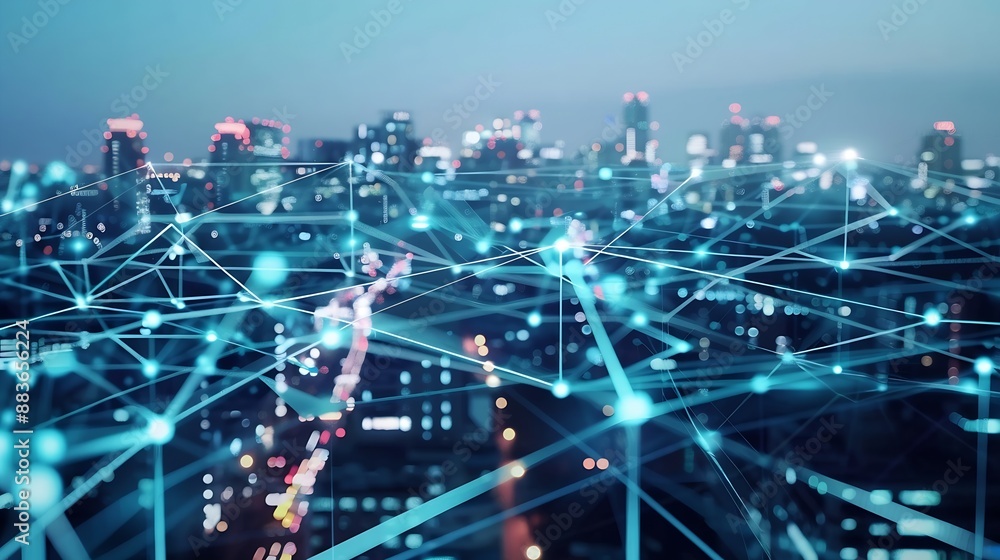 Leinwandbilder big data connection technology smart city and digital transformationtelecommunication and communicat
