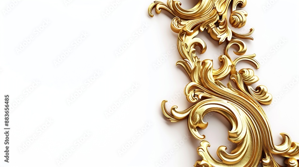 Poster gold frame for a picture in a classic baroque style on a white blank background : generative ai