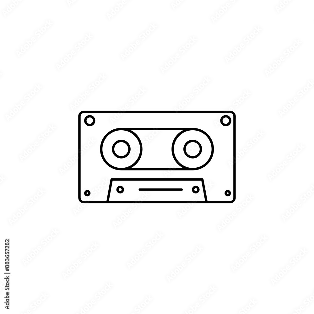 Poster audio cassette vector icon. cassette tape sign flat linear illustration for web and app on white bac