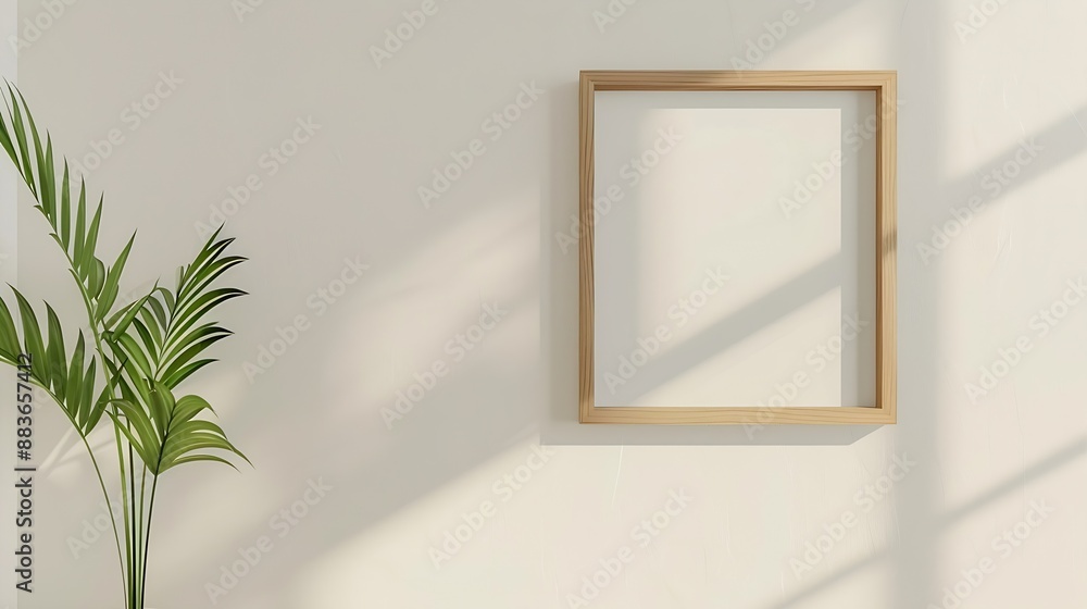 Leinwandbilder mockup wooden square picture frame with mount vertical style isolated blank white on thin wood frame