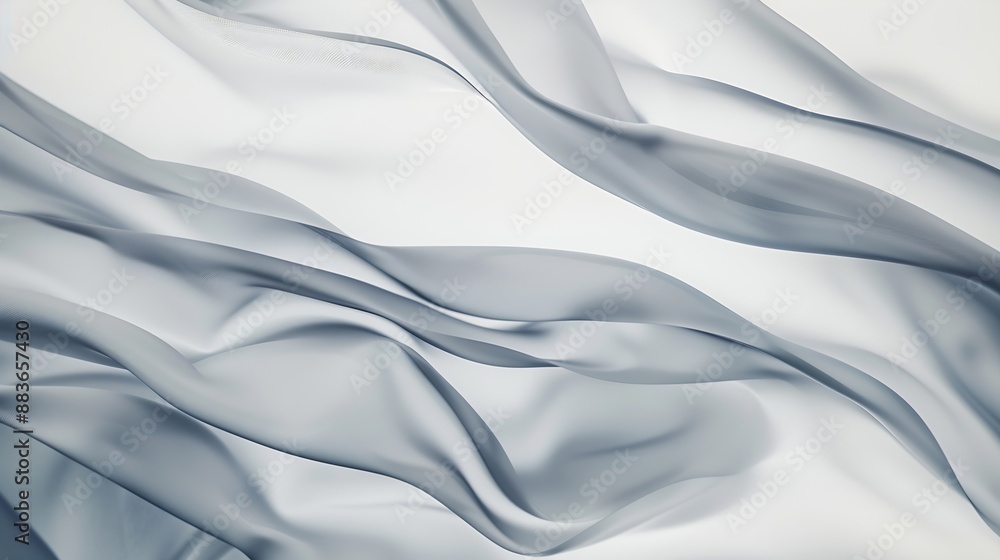 Poster abstract white gray background with wavy smooth lines flowing on it : generative ai