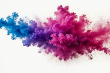 Fototapeta premium Colorful powder smoke explosion isolated on white background, vibrant color concept.