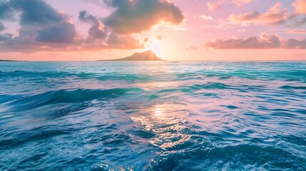 Obraz premium Beautiful Lanikai Kailua Sunrise in Hawaii : Generative AI