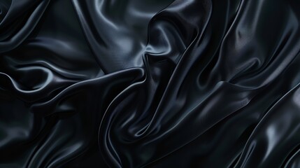 Fototapeta premium Black gray satin dark fabric texture luxurious shiny that is abstract silk cloth background with patterns soft waves blur beautiful : Generative AI