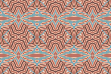 Ikat ethnic Indian seamless pattern. Design for background, wallpaper, vector illustration, fabric. Ikat ethnic seamless pattern design. Aztec fabric carpet.