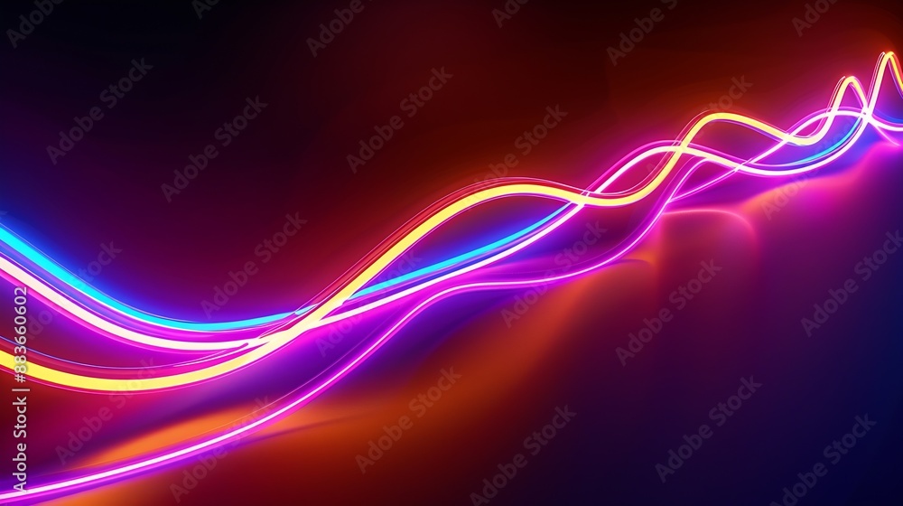 Aufkleber abstract electric line neon colorful gradient black background : generative ai