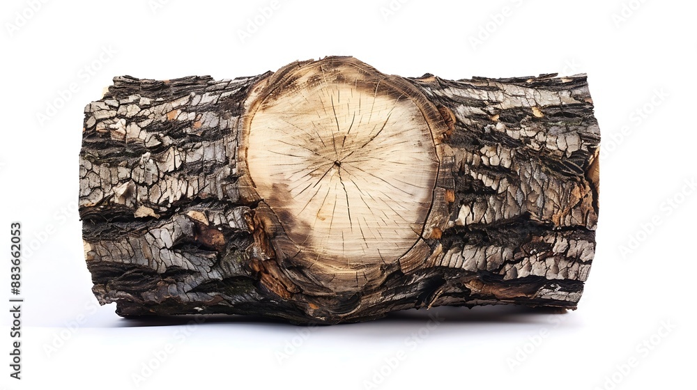 Poster Picture of a big tree trunk on a white background : Generative AI