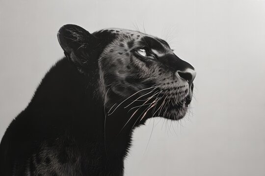 Fototapeta a black and white photo of a black leopard