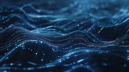 Abstract wave shape on a lowpolygonal triangular background for design on the topic of cyberspace big data metaverse network security data transfer on dark blue abstract cyberspace bac : Generative AI