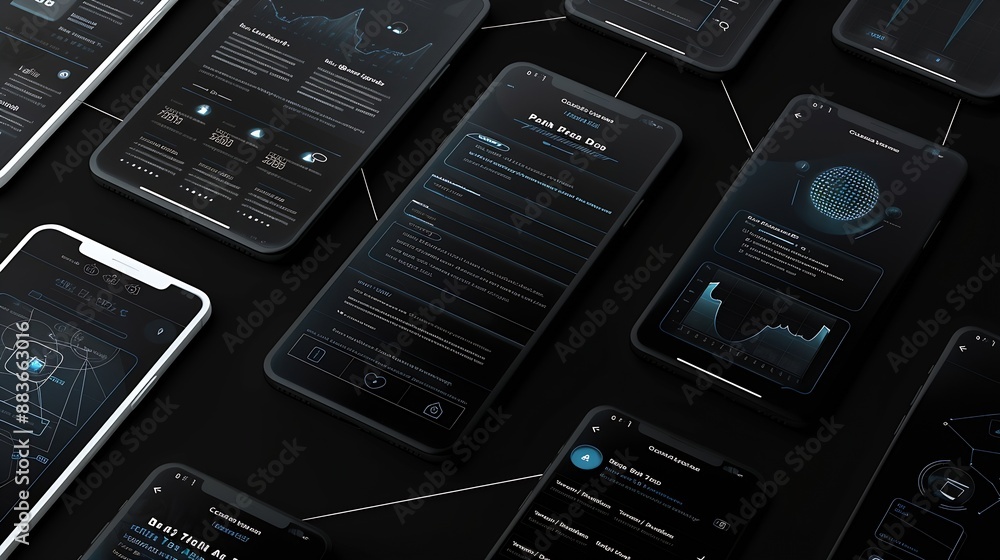 Aufkleber UX UI design process for modish mobile application and website  Creative prototype of wireframe for professional app developer : Generative AI