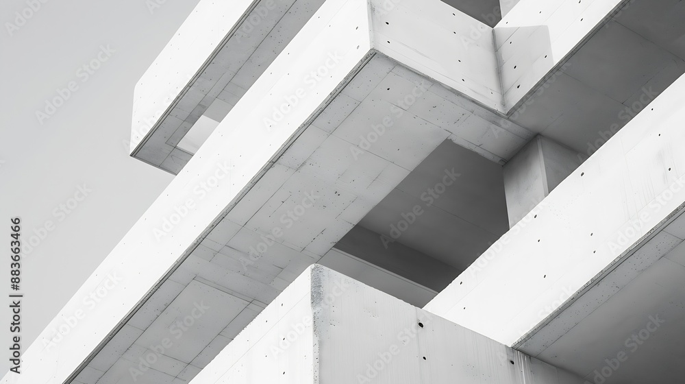 Aufkleber Geometric architecture detail modern concrete structure building abstract concrete architecture background building concrete balcony construction middle east Minimal architecture moder : Generative AI