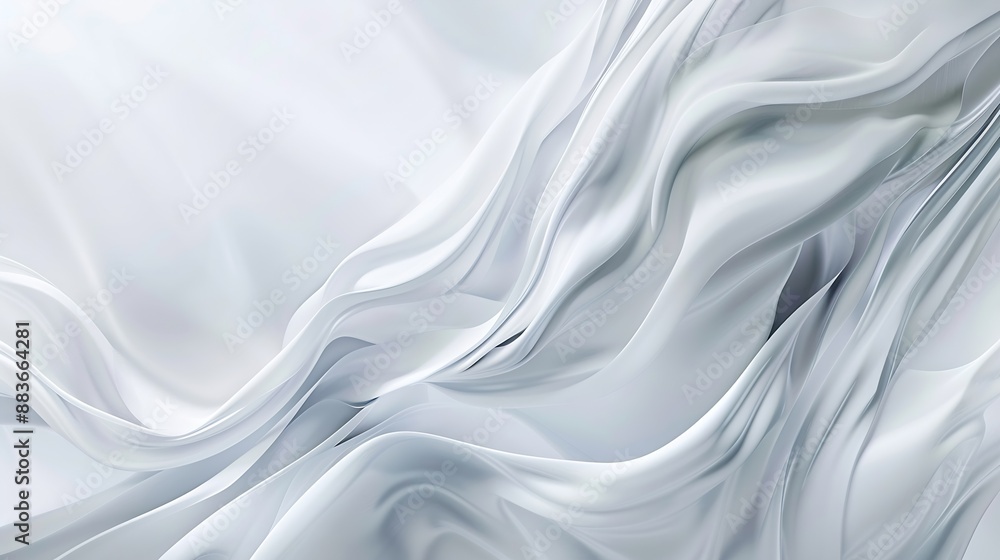 Poster abstract white gray background with wavy smooth lines flowing on it : generative ai