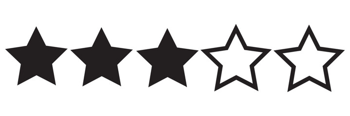 Set of five star icon collection. black star symbol. Star icon collection. five-star rating icon. Vector Illustration.
