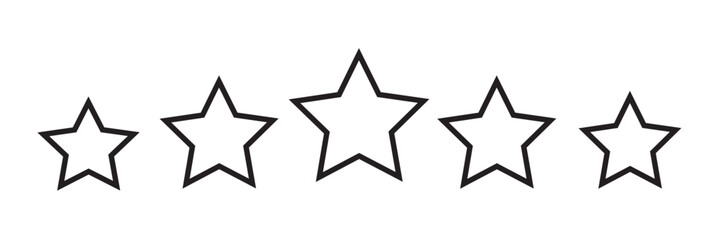 Set of five star icon collection. black star symbol. Star icon collection. five-star rating icon. Vector Illustration.