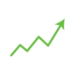 green rising arrow sign icon, business and finance concept, arrow green pointing up symbol, green direction arrow sign, progress growth and success concept vector.
